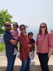 Savisesh Malampallayil and Parvathi Ganesh family with Beth Franklin