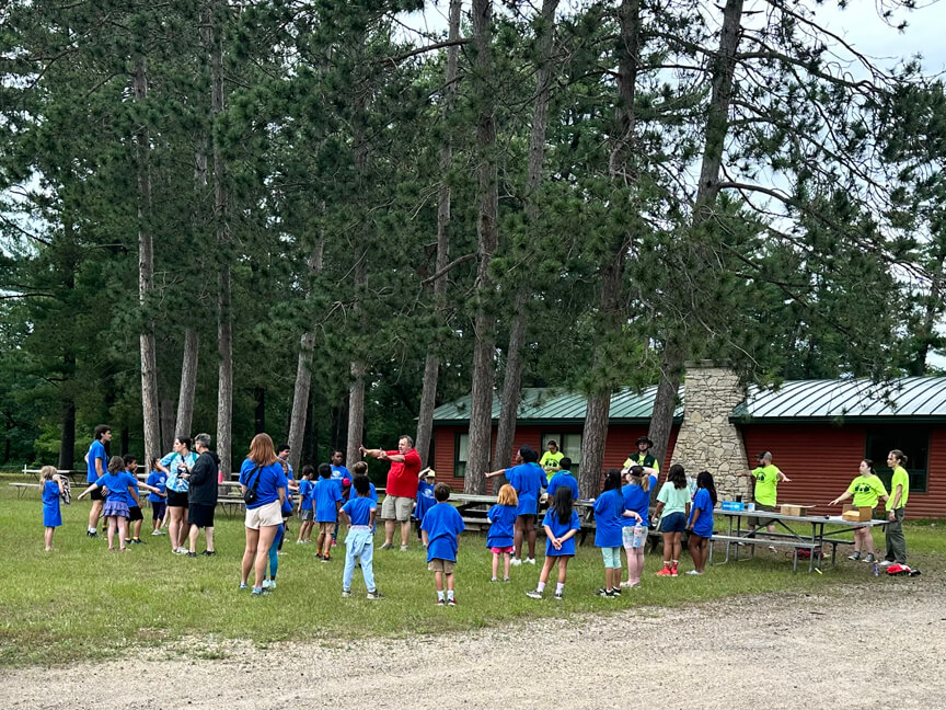 Children enjoying first day of pop-up summer camp at Camp Decorah