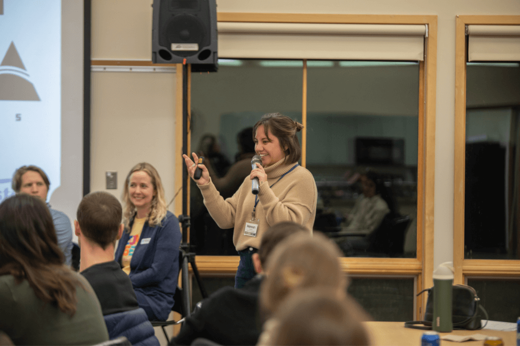 Hannah Ahmann introduces a panel of community partners at The Nature Place for as part of La Crosse Links’ "Recreation" session.